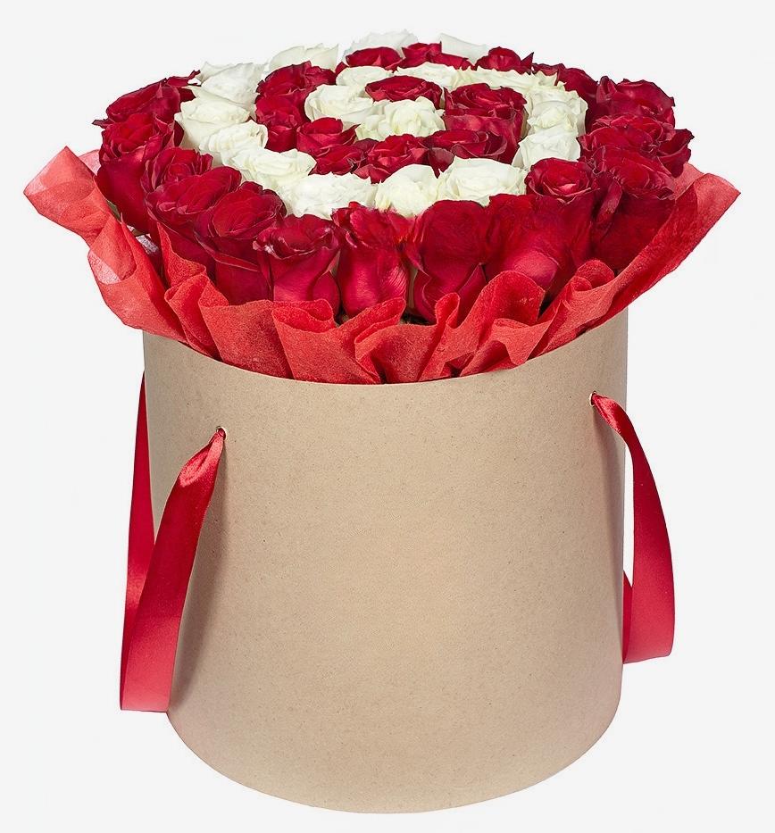 صندوق الورد الأحمر والأبيض